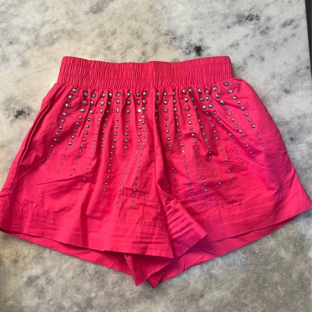 Stylish Pink Women's Shorts with Rhinestone Accents